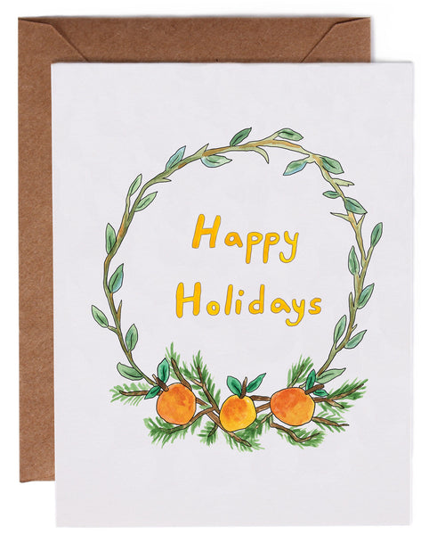 Orange Wreath Holiday Cards (8 count)